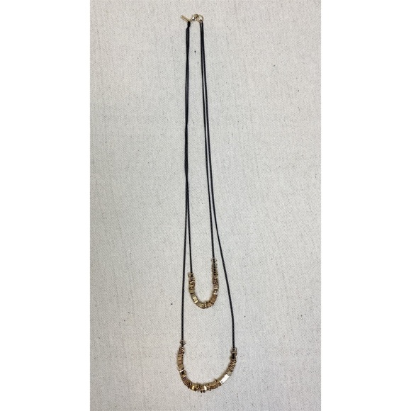 Lydell NYC Double Strand Black Gold Chain Necklace - Picture 6 of 6